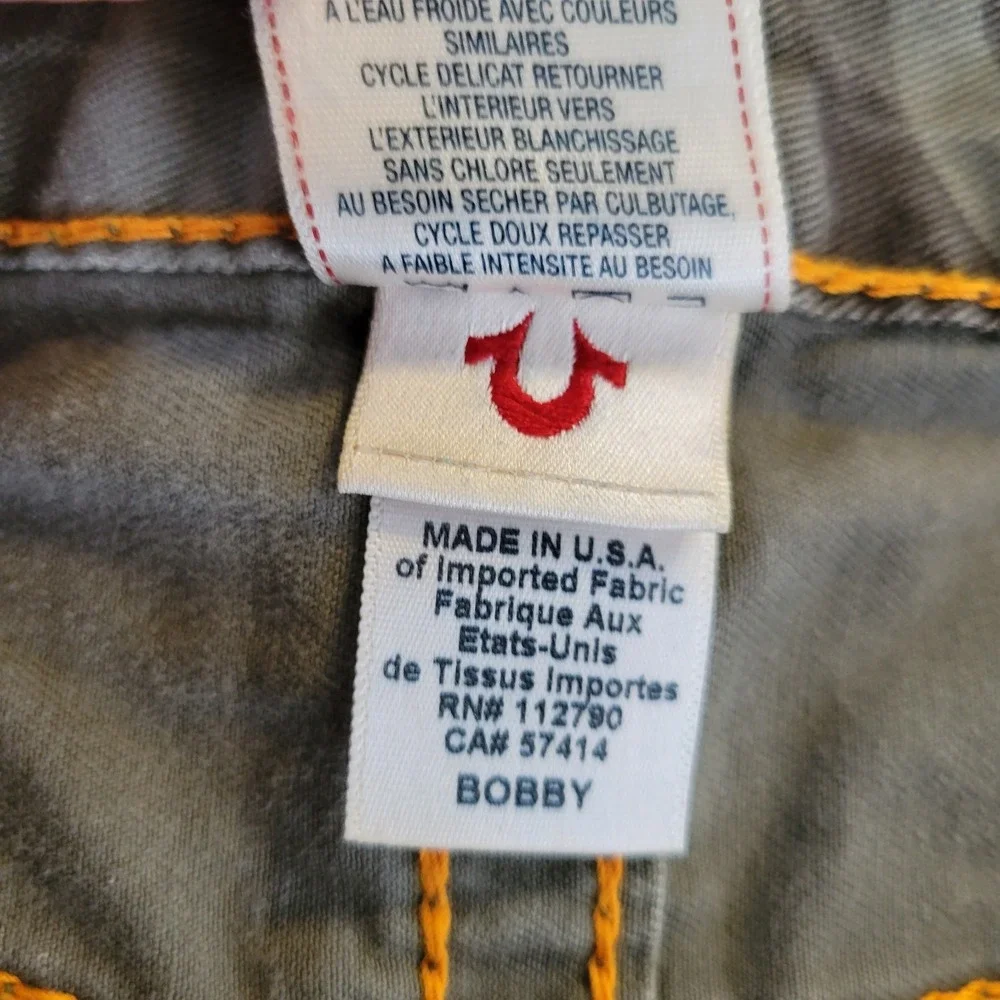 TRUE RELIGION BOBBY GRAY CAMO CUT OFF SHORTS MENS 36X13 MADE IN USA